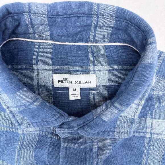Peter Millar Shirt Size Medium‎ Blue Seaside Larimer Knit Button Down Casual - Picture 6 of 10